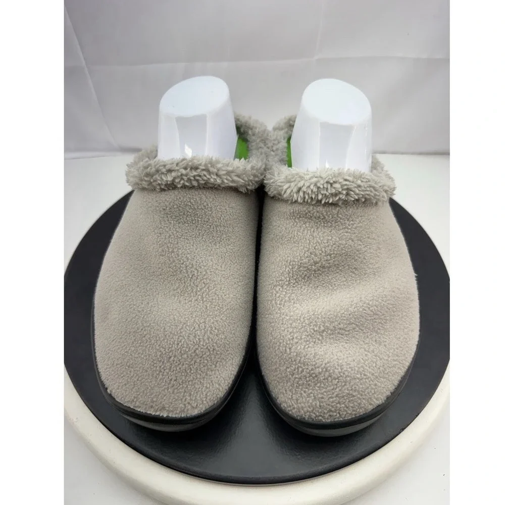 Oofos Oocoozie Mule Mens Size 10 Gray Sherpa Comfort Recovery Slip On Shoes NEW